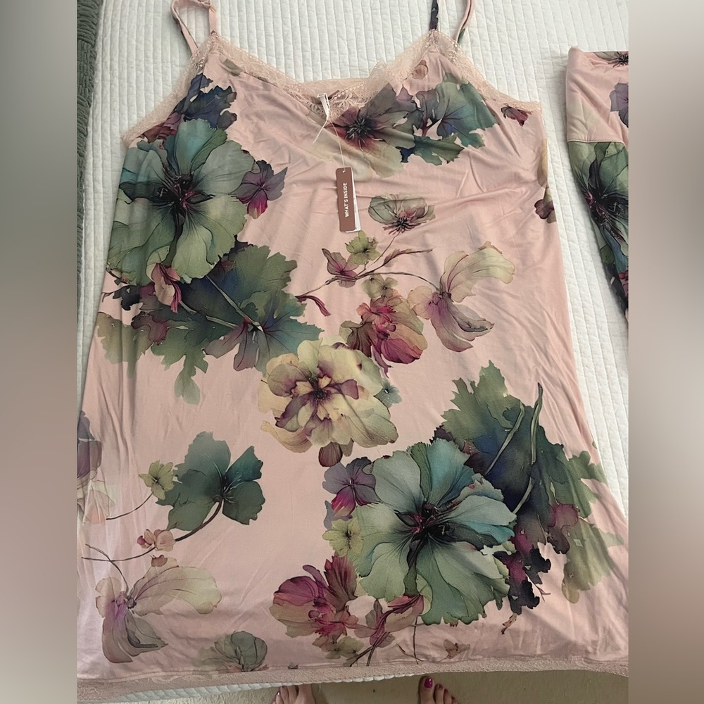 NWT - Soma Cool Nights chemise floral nightgown. Mystical Blooms Rose - size XXL